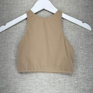 Skims Bra Womens XXS Beige High Neck Racerback Pullover Wireless Sports Athletic